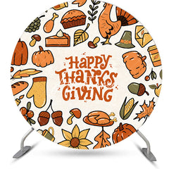 Aperturee - Aperturee Round Dense Food Turkey Happy Thanksgiving Backdrop