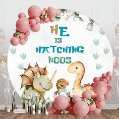 Aperturee - Aperturee Round Dinosaur Hatching Noos Baby Shower Backdrop