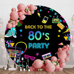 Aperturee - Aperturee Round Disco Colorful Back To The 80s Party Backdrop