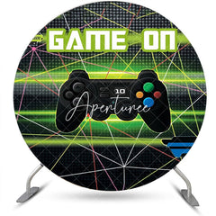 Aperturee - Aperturee Round Green Black Gamepad Game On Party Backdrop