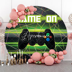 Aperturee - Aperturee Round Green Black Gamepad Game On Party Backdrop