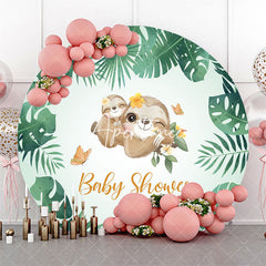 Aperturee - Aperturee Round Green Monstera Koala Backdrop For Baby Shower