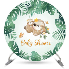 Aperturee - Aperturee Round Green Monstera Koala Backdrop For Baby Shower