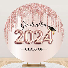 Aperturee - Aperturee Round Rose Gold Glitter 2024 Graduation Backdrop