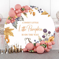 Aperturee - Aperturee Round Sweet Pumpkin Floral Maple Baby Shower Backdrop