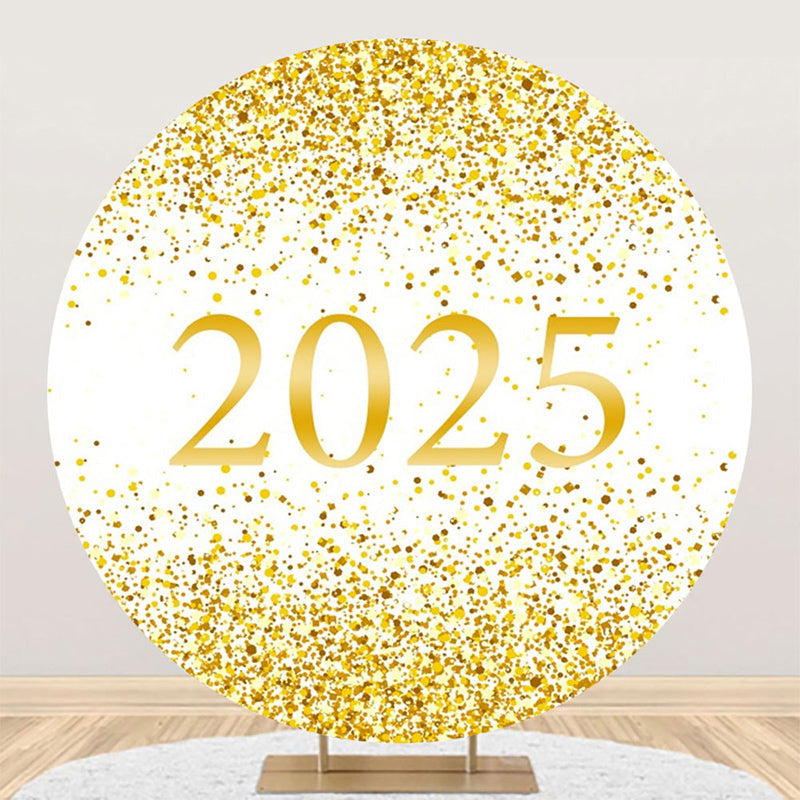 Aperturee - Aperturee Round White Gold Sparkle 2025 Graduation Backdrop