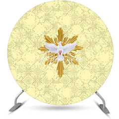 Aperturee - Aperturee Round Yellow Badge White Dove Baptism Backdrop