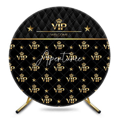 Aperturee - Aperturee Royal Black Gold Vip Welcome Round Party Backdrop