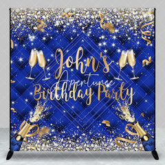 Aperturee - Aperturee Royal Blue Glitter Custom Name Birthday Backdrop