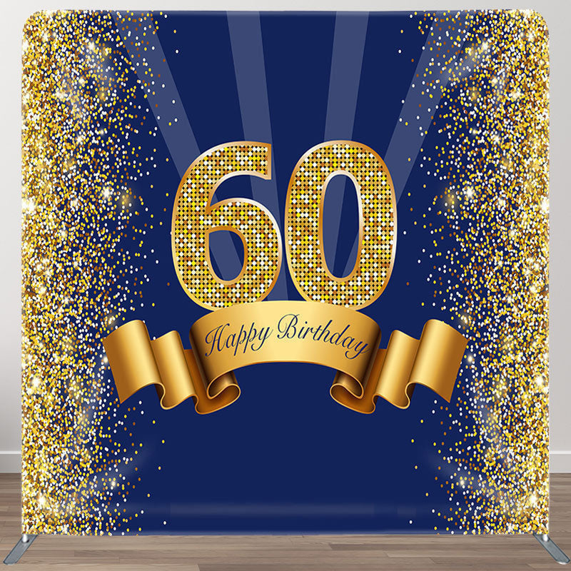 Aperturee - Aperturee Royal Blue Glitter Fabric Backdrop Cover for Birthday Party