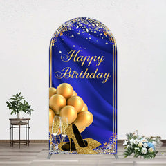 Aperturee - Aperturee Royal Blue Gold Balloon Happy Birthday Arch Backdrop