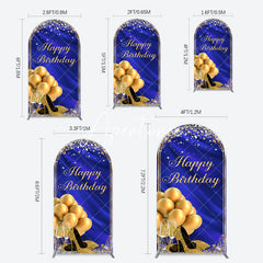 Aperturee - Aperturee Royal Blue Gold Balloon Happy Birthday Arch Backdrop