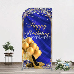 Aperturee - Aperturee Royal Blue Gold Balloon Happy Birthday Arch Backdrop