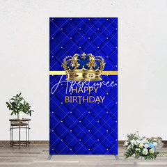 Aperturee - Aperturee Royal Blue Gold Crown Happy Birthday Arch Backdrop