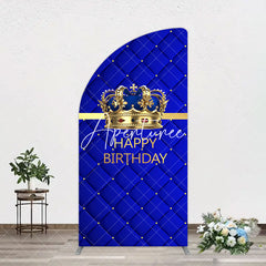 Aperturee - Aperturee Royal Blue Gold Crown Happy Birthday Arch Backdrop