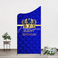 Aperturee - Aperturee Royal Blue Gold Crown Happy Birthday Arch Backdrop