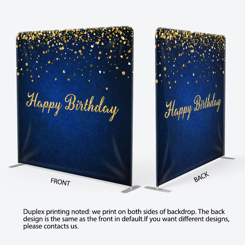 Aperturee - Aperturee Royal Blue Gold Glitter Fabric Backdrop Cover for Birthday