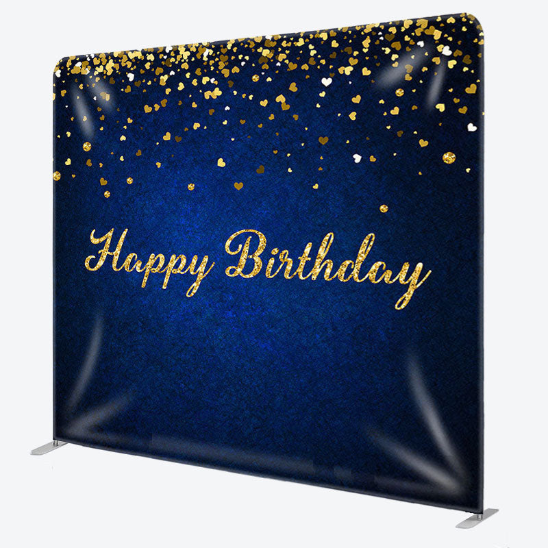 Aperturee - Aperturee Royal Blue Gold Glitter Fabric Backdrop Cover for Birthday