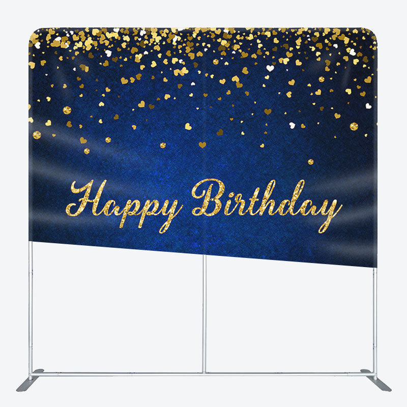 Aperturee - Aperturee Royal Blue Gold Glitter Fabric Backdrop Cover for Birthday