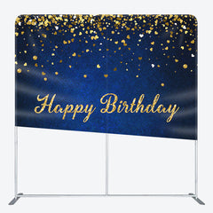 Aperturee - Aperturee Royal Blue Gold Glitter Fabric Backdrop Cover for Birthday