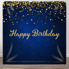 Aperturee - Aperturee Royal Blue Gold Glitter Fabric Backdrop Cover for Birthday