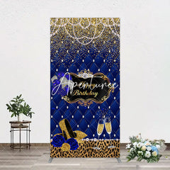 Aperturee - Aperturee Royal Blue Gold Glitter Rose Birthday Arch Backdrop