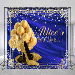 Aperturee - Aperturee Royal Blue Highheel Custom Name Birthday Backdrop