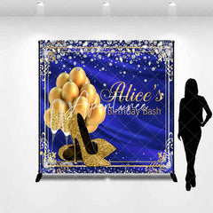 Aperturee - Aperturee Royal Blue Highheel Custom Name Birthday Backdrop