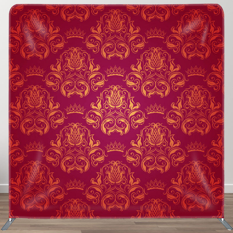 Aperturee - Aperturee Royal Crowns Pattern Dark Red Frabric Backdrop Cover