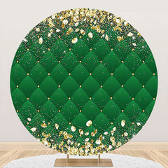 Aperturee - Aperturee Royal Green Gold Diamonds Round Birthday Backdrop