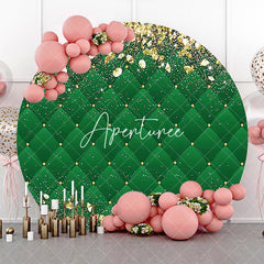 Aperturee - Aperturee Royal Green Gold Diamonds Round Birthday Backdrop