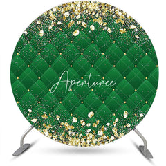 Aperturee - Aperturee Royal Green Gold Diamonds Round Birthday Backdrop