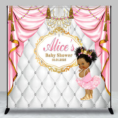 Aperturee - Aperturee Royal Pink White Custom Name Baby Shower Backdrop