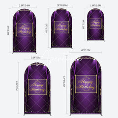 Aperturee - Aperturee Royal Purple Curtain Happy Birthday Arch Backdrop