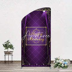 Aperturee - Aperturee Royal Purple Curtain Happy Birthday Arch Backdrop