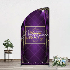 Aperturee - Aperturee Royal Purple Curtain Happy Birthday Arch Backdrop