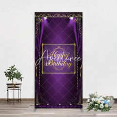 Aperturee - Aperturee Royal Purple Curtain Happy Birthday Arch Backdrop