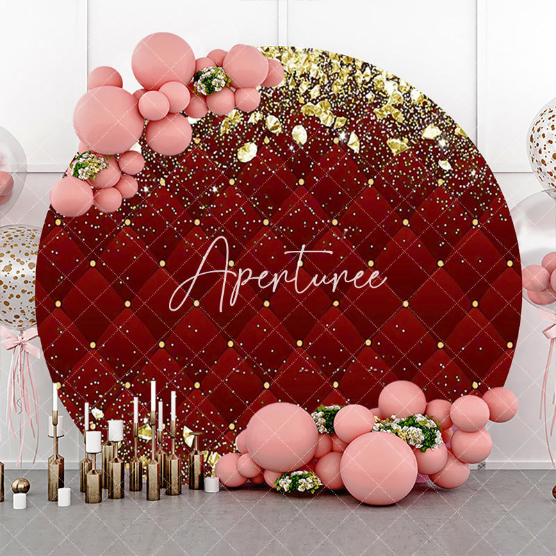 Aperturee - Aperturee Royal Red Gold Diamonds Round Graduation Backdrop