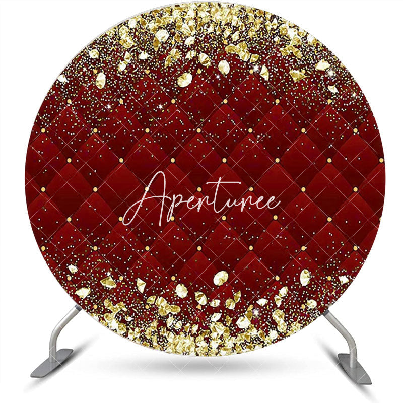 Aperturee - Aperturee Royal Red Gold Diamonds Round Graduation Backdrop