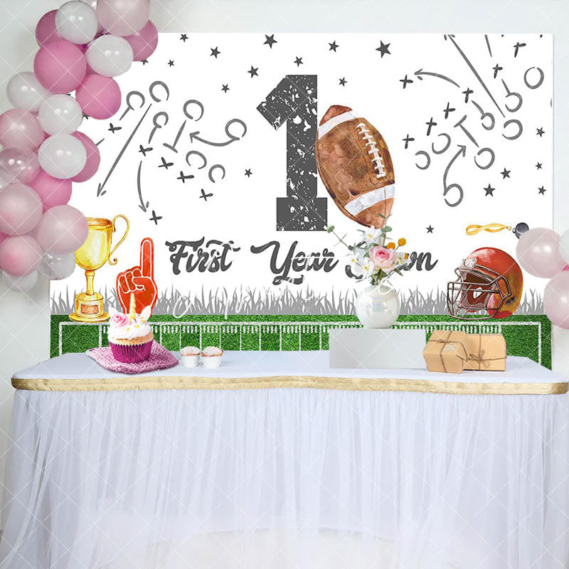 Aperturee - Aperturee Rugby Field Sports 1st Year Down Birthday Backdrop