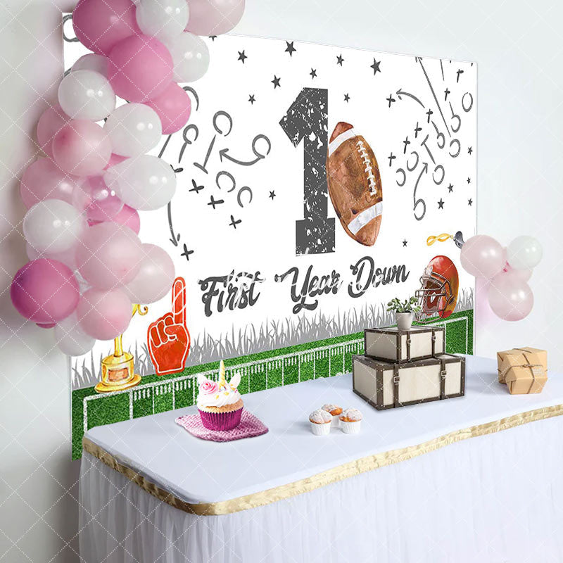 Aperturee - Aperturee Rugby Field Sports 1st Year Down Birthday Backdrop