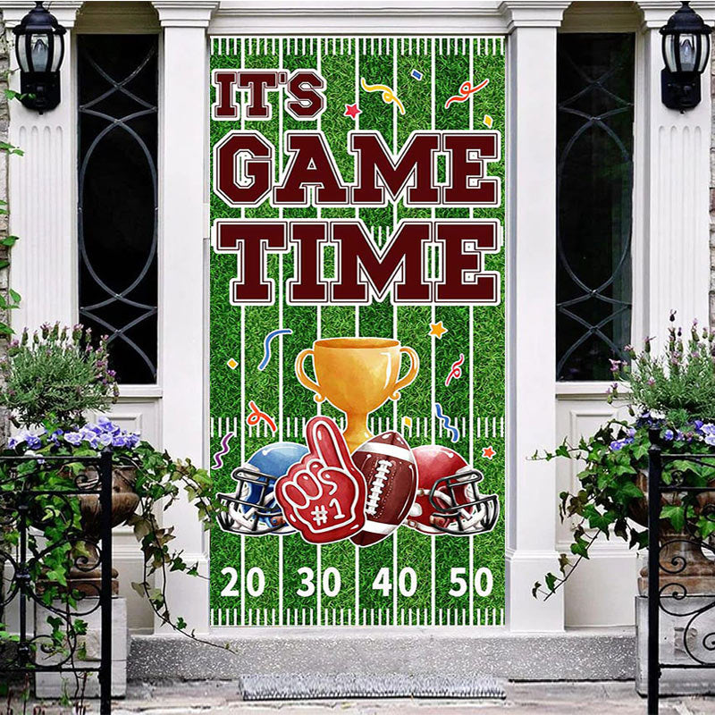 Aperturee - Aperturee Rugby Field Sports Its Game Time Birthday Door Cover