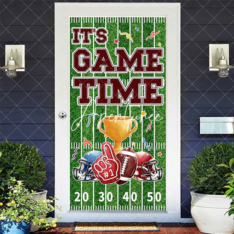 Aperturee - Aperturee Rugby Field Sports Its Game Time Birthday Door Cover