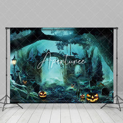 Aperturee - Aperturee Ruined Grave Forest Pumpkin Mist Halloween Backdrop