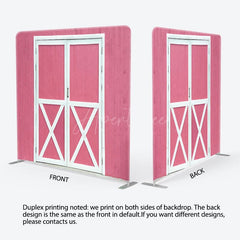 Aperturee - Aperturee Rural Retro Pink Barn Door Square Tension Backdrop