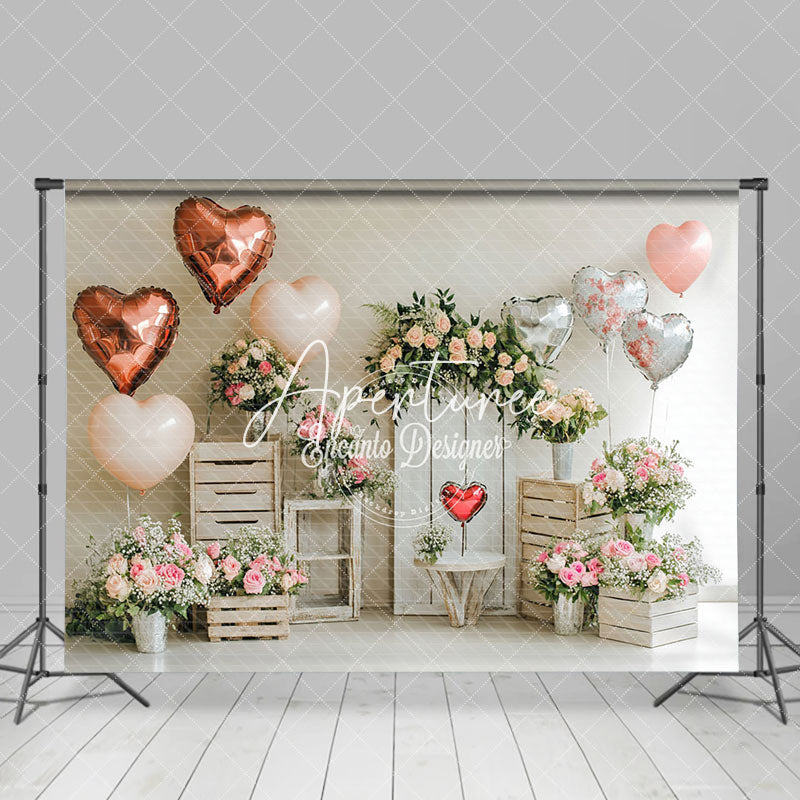 Aperturee - Aperturee Rural Romantic Love Balloons Plant Floral Backdrop