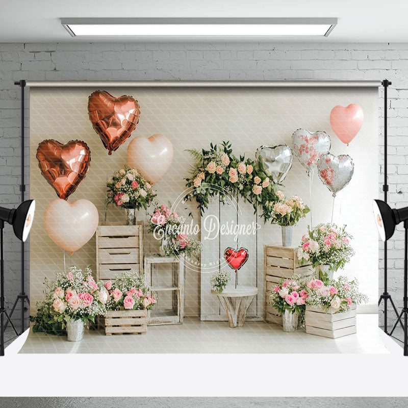 Aperturee - Aperturee Rural Romantic Love Balloons Plant Floral Backdrop