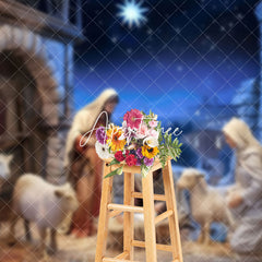 Aperturee - Aperturee Rural Shed Twinkle Night Nativity Christmas Backdrop