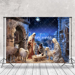 Aperturee - Aperturee Rural Shed Twinkle Night Nativity Christmas Backdrop