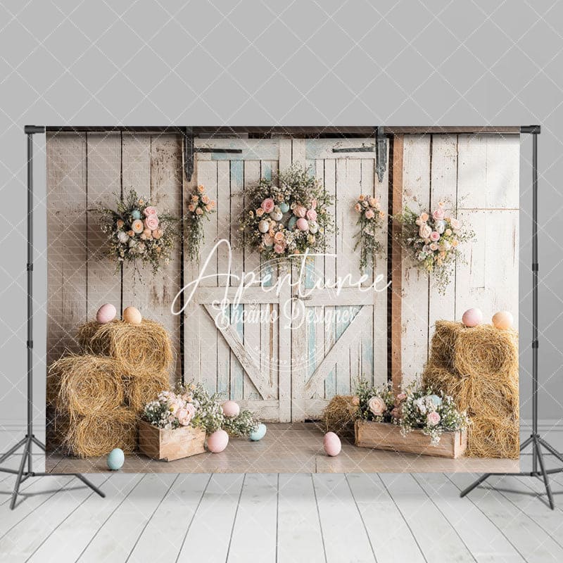 Aperturee - Aperturee Rustic Easter Decor Colored Egg Countryside Backdrop